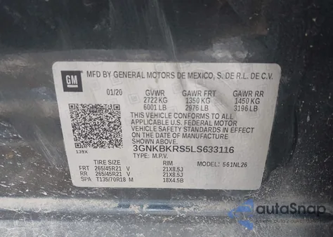 2020 Chevrolet Blazer Awd Rs из США, поврежденный, VIN 3GNKBKRS5LS633116